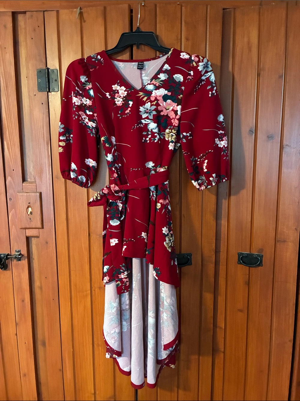 SHEIN Wine Floral High-Low Dress. Sz. M.  C